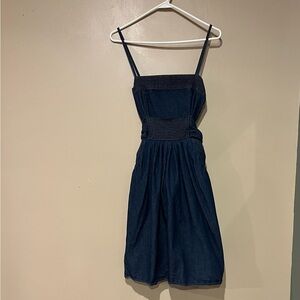 Vintage 90s Y2K Denim Jeans Dress Pockets Fairycore Feminine Grunge Juniors 9/10